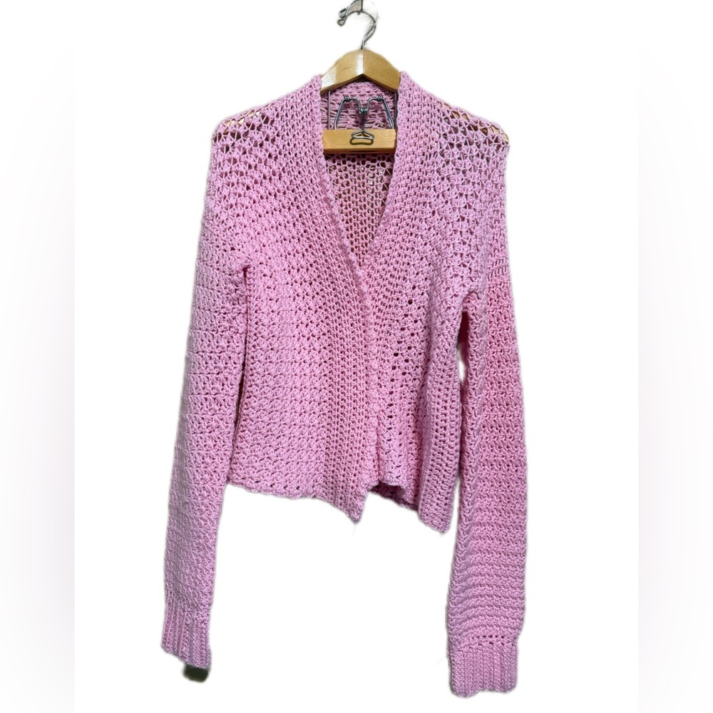 Hand-Crocheted Light Pink Cardigan – Vintage Cozy Charm –‎ Made with Love 💕